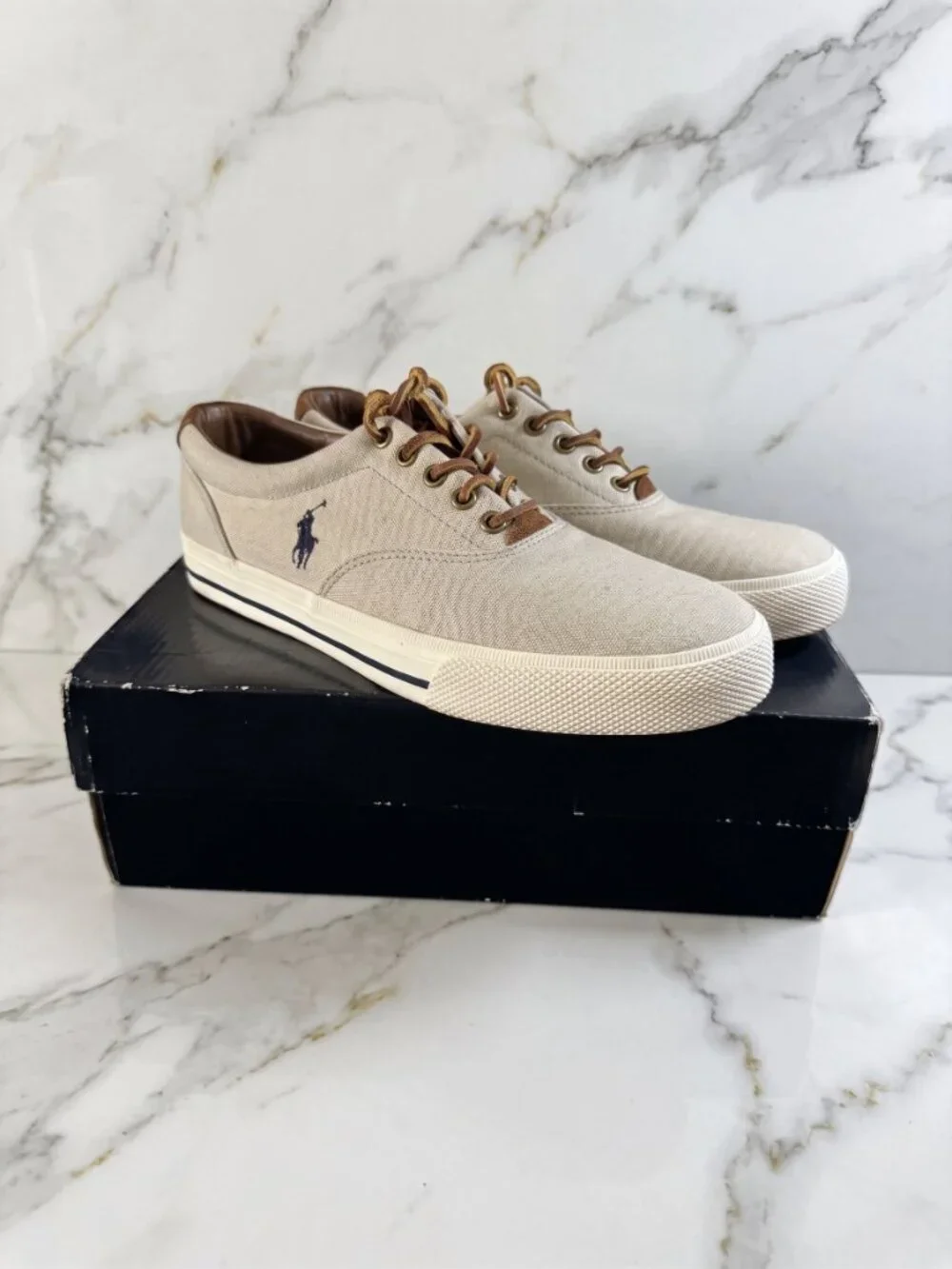 Polo Ralph Lauren Vaughn Low-Top Sneakers - Canvas & Suede Mens 9.5 D